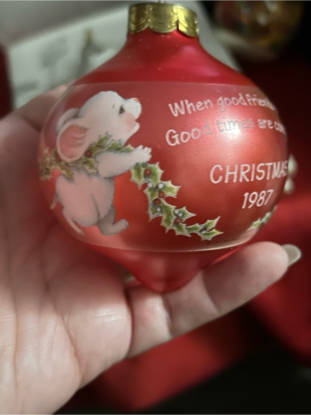 Vintage Hallmark Christmas Ornament 1987 Time For Friends Glass